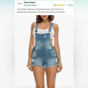 TwiinSisters Adjusting Denim Short Overalls Shortalls for Women
